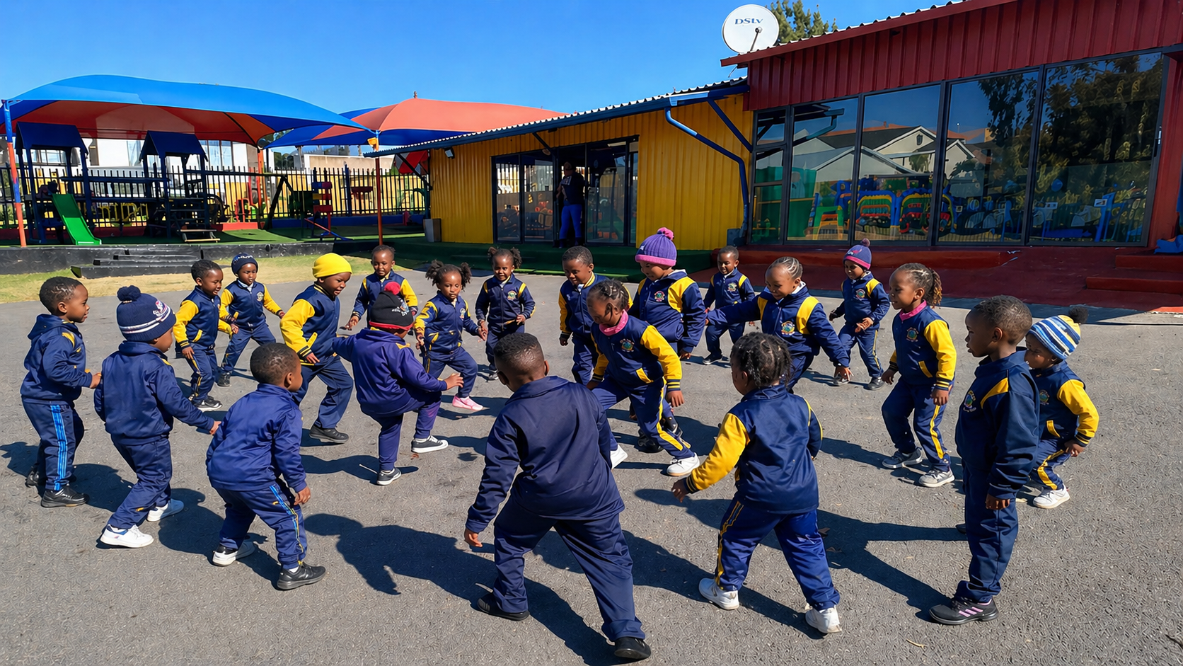 Safe and clean outdoor playground at Distinguished Kids Academy